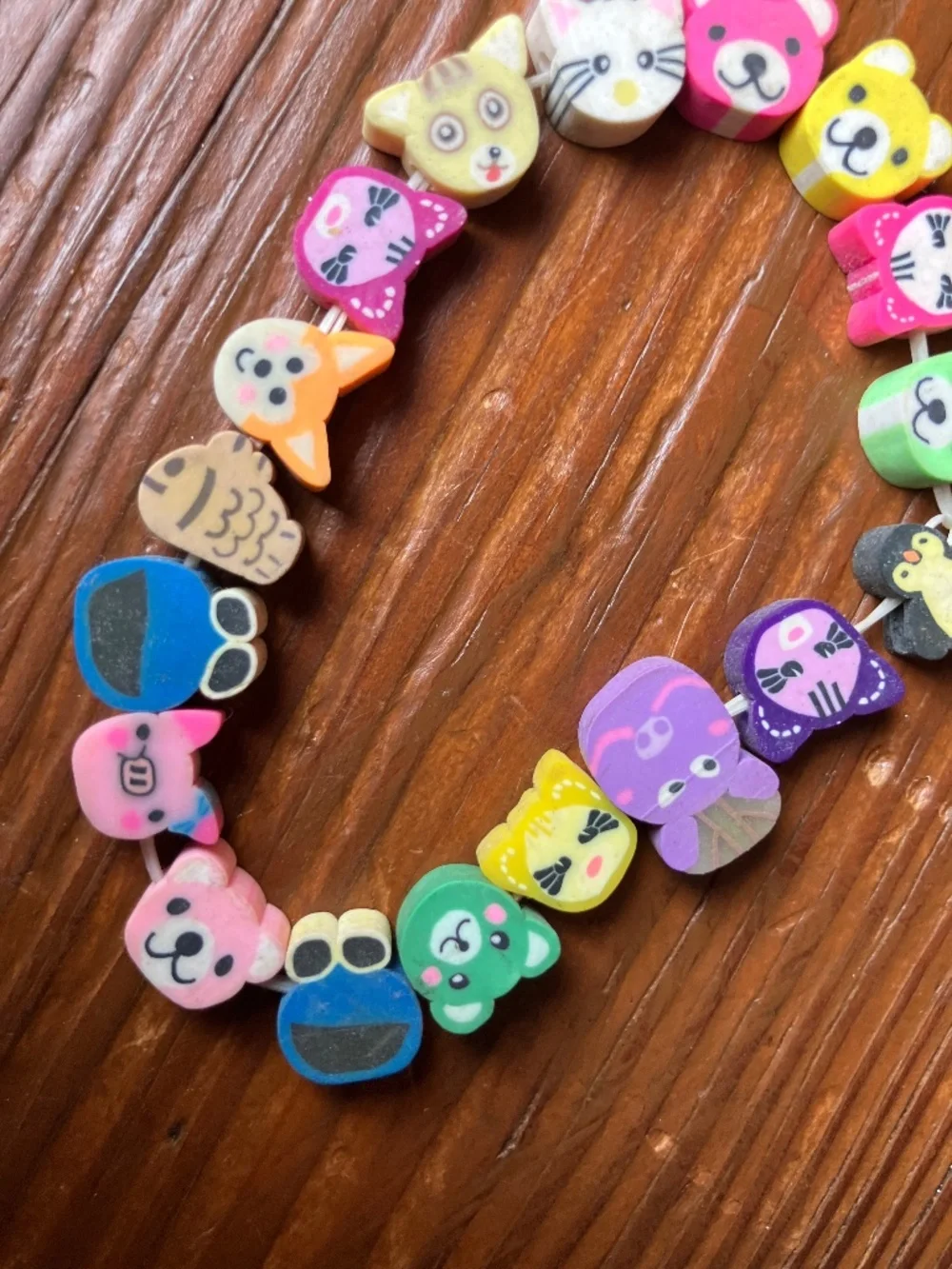 🌈 Set of 4 Handmade Y2K Polymer Clay Bead Bracelets | Kawaii Fruit & Floral